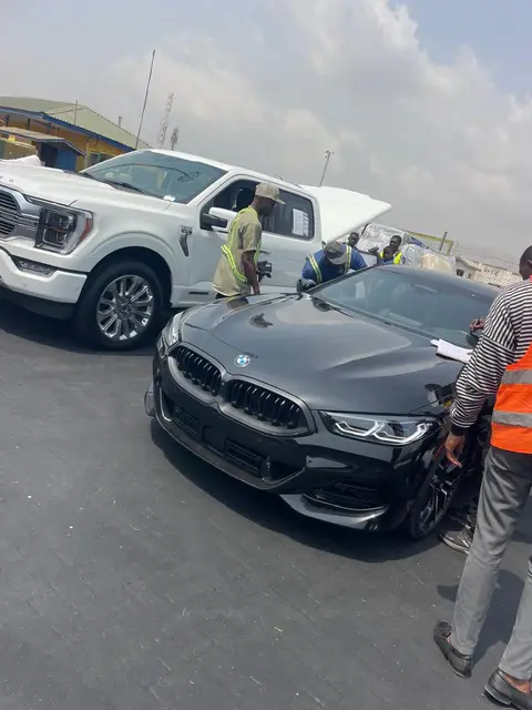 Vehicles being inspected in the port yard
